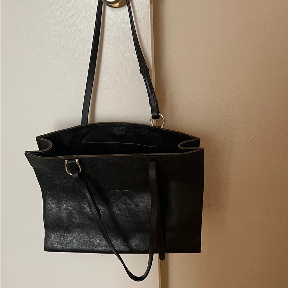 Elegant Black Leather Tote Bag